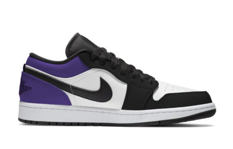 Jordan Air Jordan 1 Dark Reddish Purple Abrasion Resistant Low top Vintage Basketball Shoes Unisex Black Purple