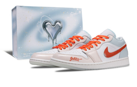 Jordan Air Jordan 1 Litchi Summer Abrasion Resistant Low top Vintage Basketball Shoes Men’s White Orange Blue