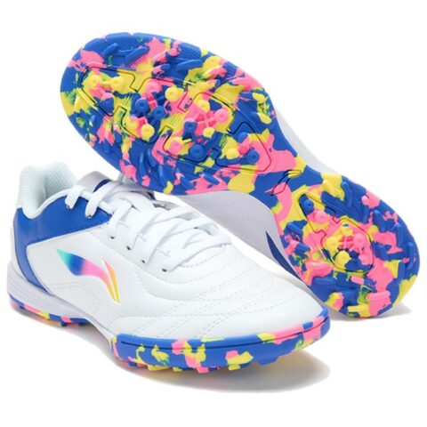 Li Ning Soccer Shoes Unisex Low Top Blue/Yellow/Pink