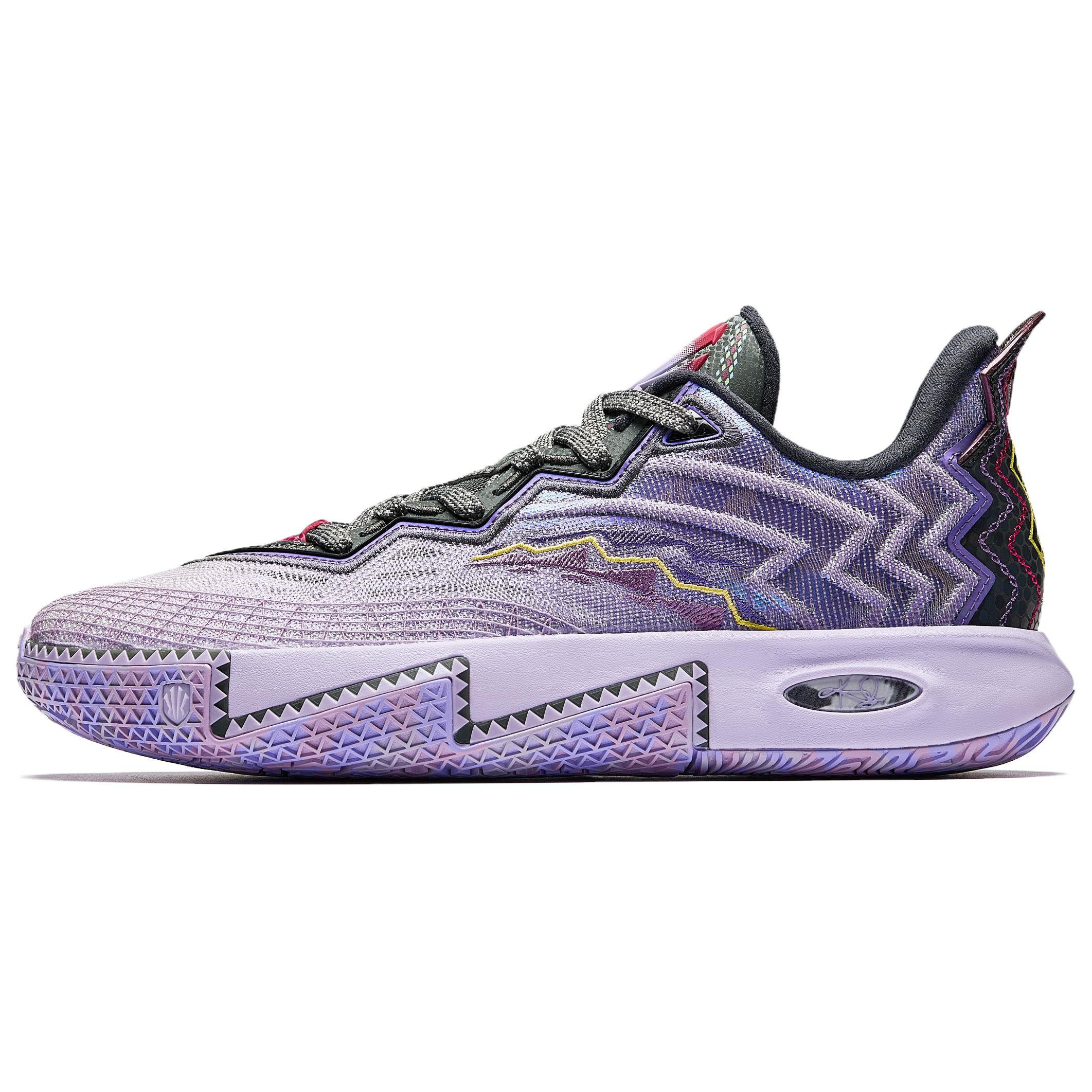 Anta KAI 2 Textile, Synthetic Leather Low top Midfoot Carbon Plate Basketball Shoes Men's Gray Purple