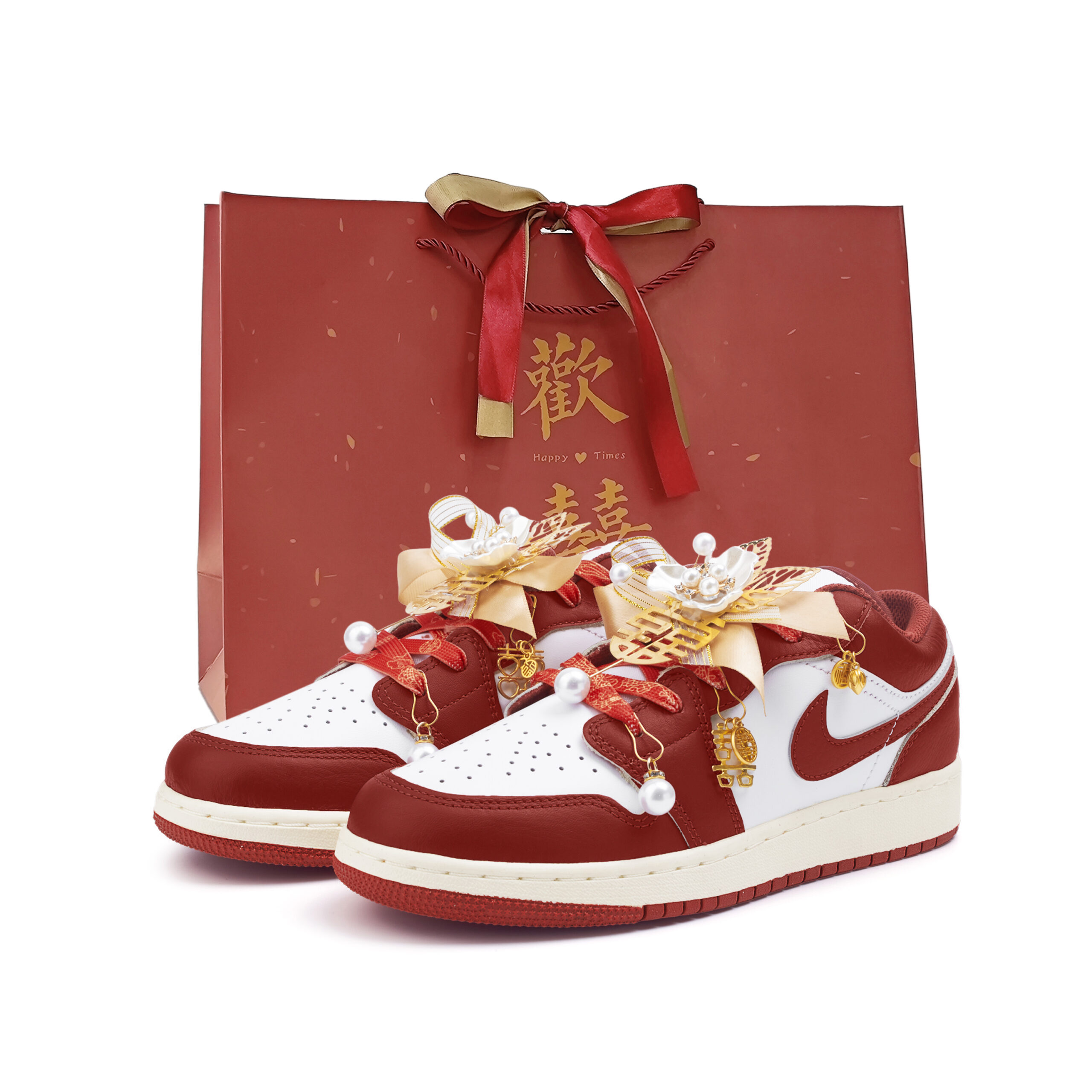 Jordan Air Jordan 1 Slip Resistant Abrasion Resistant Low top Vintage Basketball Shoes Women’s Red
