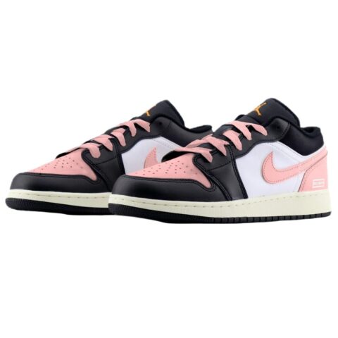 Jordan Air Jordan 1 Abrasion Resistant Low top Vintage Basketball Shoes Unisex Pink Black