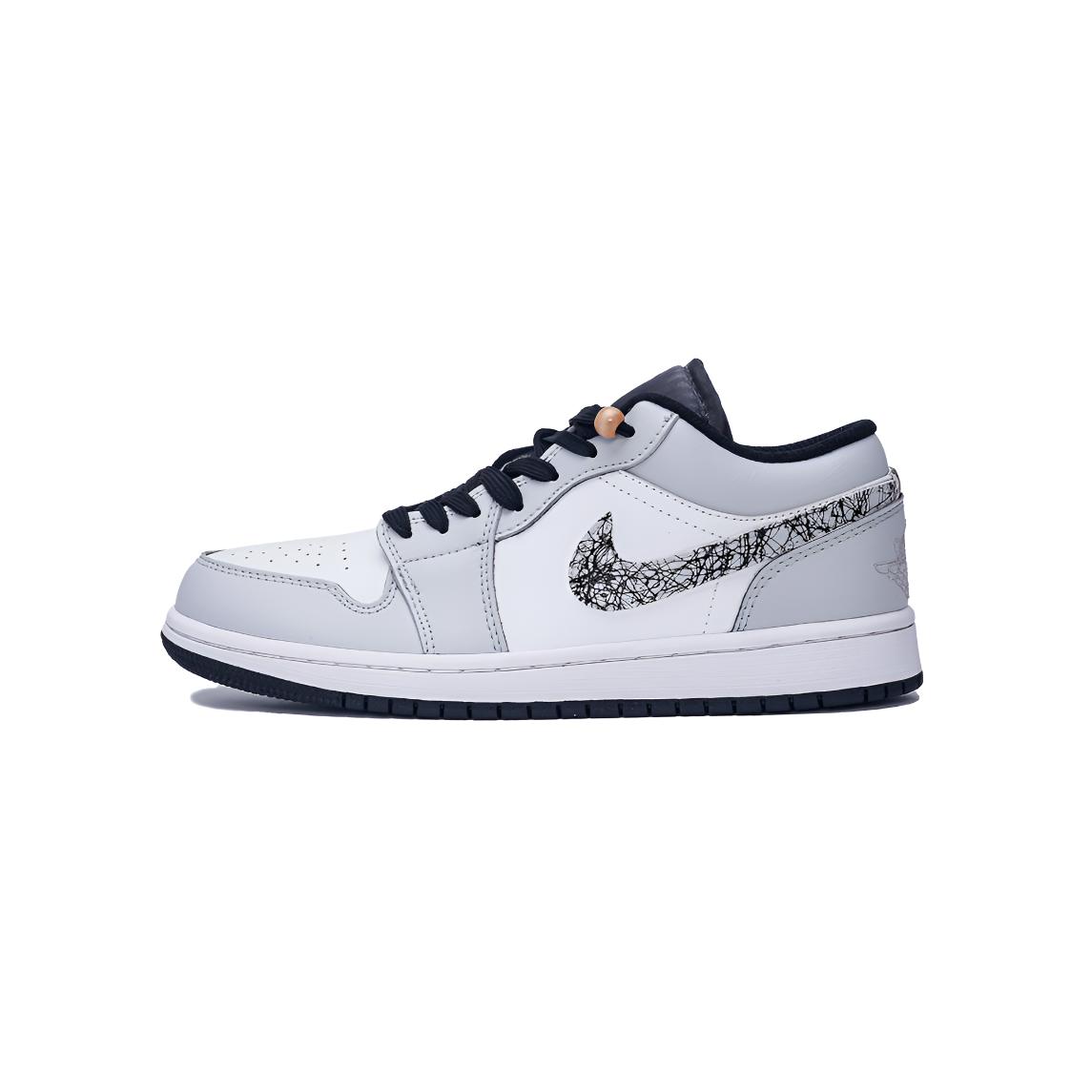 Jordan Air Jordan 1 Custom Leather Abrasion Resistant Low Top Vintage Basketball Shoes Unisex Smoke Gray