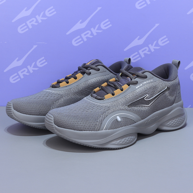 Erke Cushioning Breathable Lightweight Low top Casual Training Sprint City Commuting Running Shoes Men’s Gray