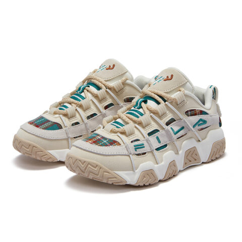 FILA FUSION BUSTER Puffy Shoes Abrasion Resistant Low top Vintage Basketball Shoes Women’s White Green