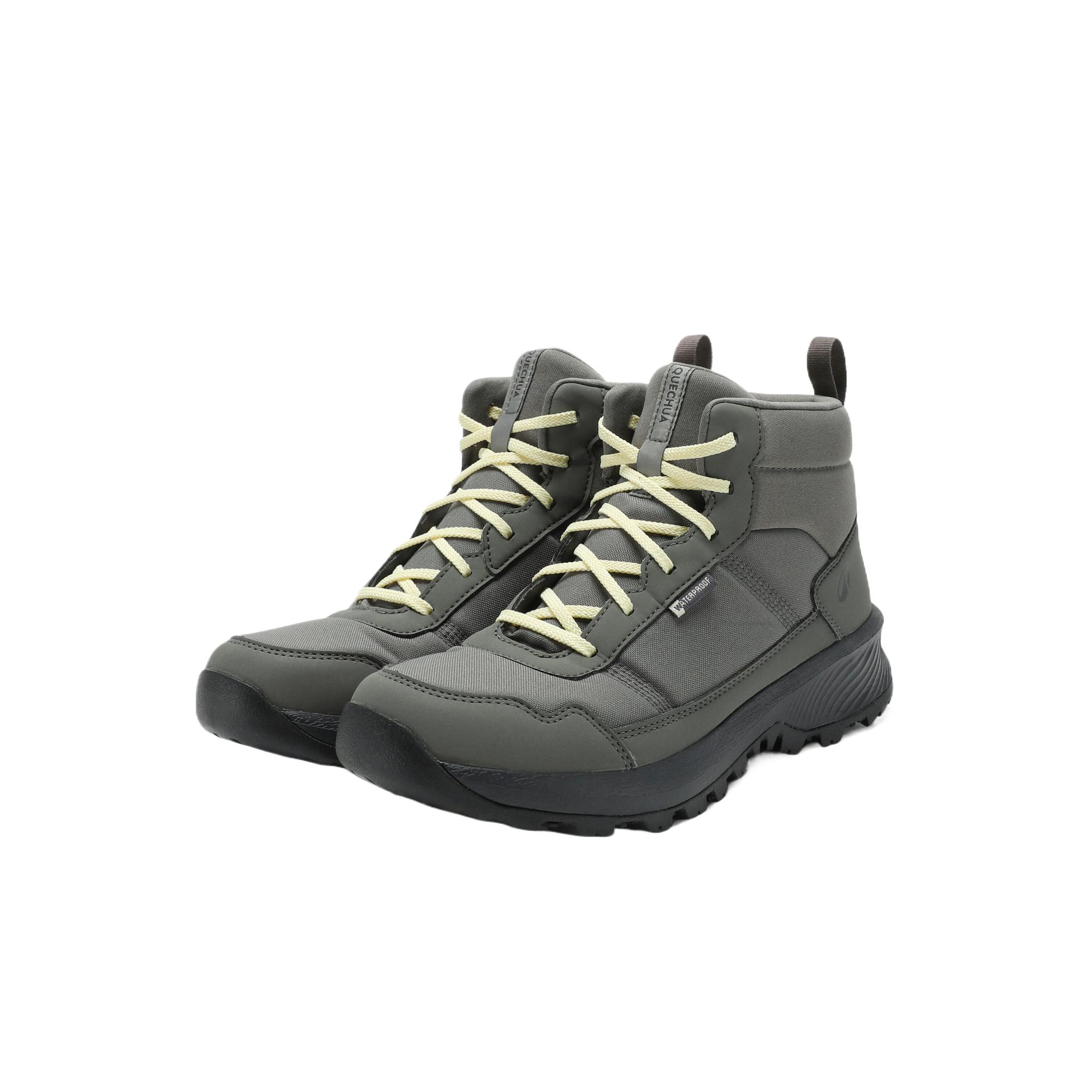 DECATHLON NH100 Comfortable Cushioning Waterproof Cushioning Waterproof Mid top Hiking Shoes Women’s Khaki Gray