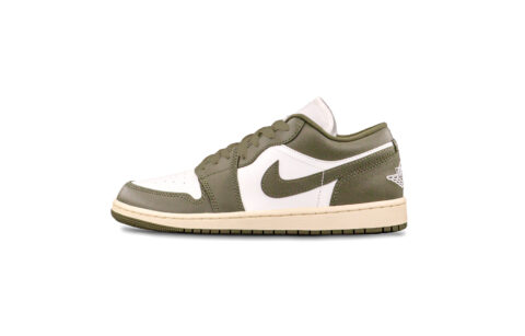 Jordan Air Jordan 1 Olive Green Cushioning, Wear Resistant Low top Vintage Basketball Shoes Unisex White Green