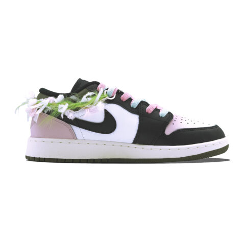 Jordan Air Jordan 1 Vintage Basketball Shoes Women’s Low Top Olive Green, Black, Pink