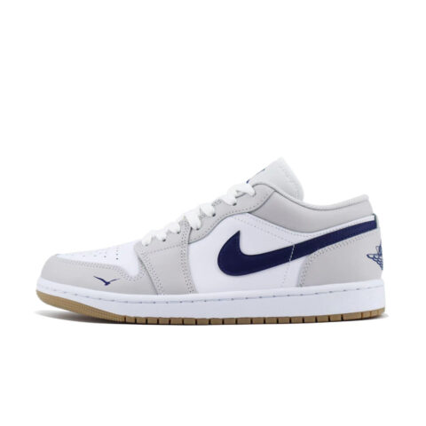 Jordan Air Jordan 1 Cushioning Slip Resistant Low top Vintage Basketball Shoes Unisex White Gray