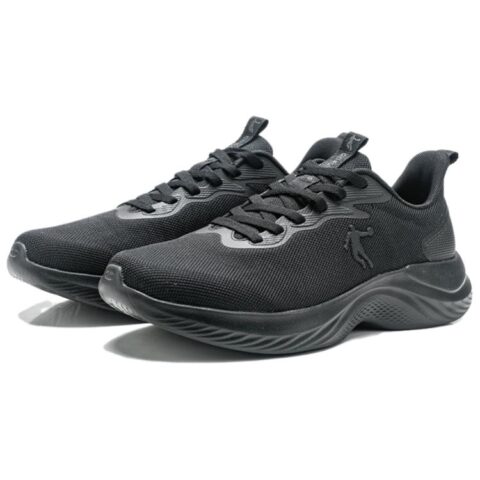 QIAODAN Slip Resistant Abrasion Resistant Cushioning Low top Casual Running Shoes Men’s Black