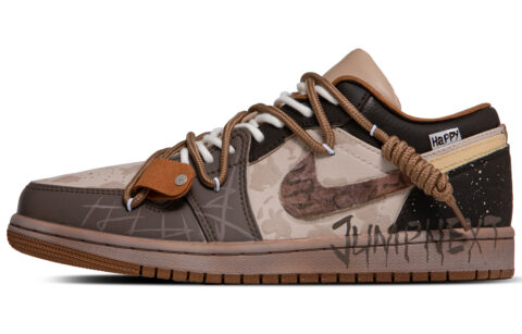 Jordan Air Jordan 1 Abrasion Resistant Breathable Low top Vintage Basketball Shoes Men’s Tan