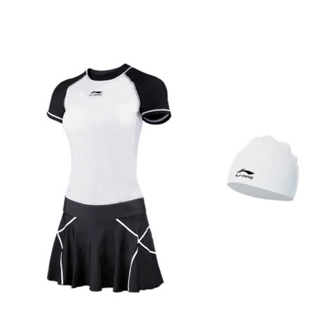 Li Ning Skirt Two Piece Swimsuit Women's Trendy Black