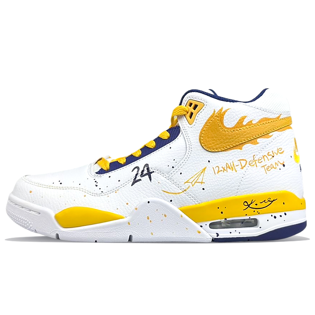 Nike Flight Legacy Slip Resistant Slip Resistant Mid top Vintage Basketball Shoes Men’s White Yellow