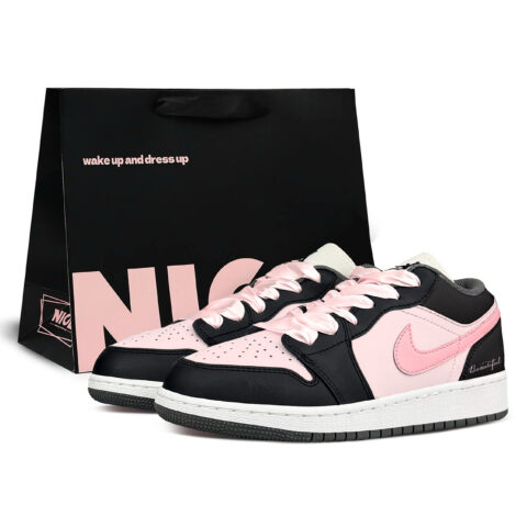 Jordan Air Jordan 1 Cushioning Low top Vintage Basketball Shoes Women’s Black Pink