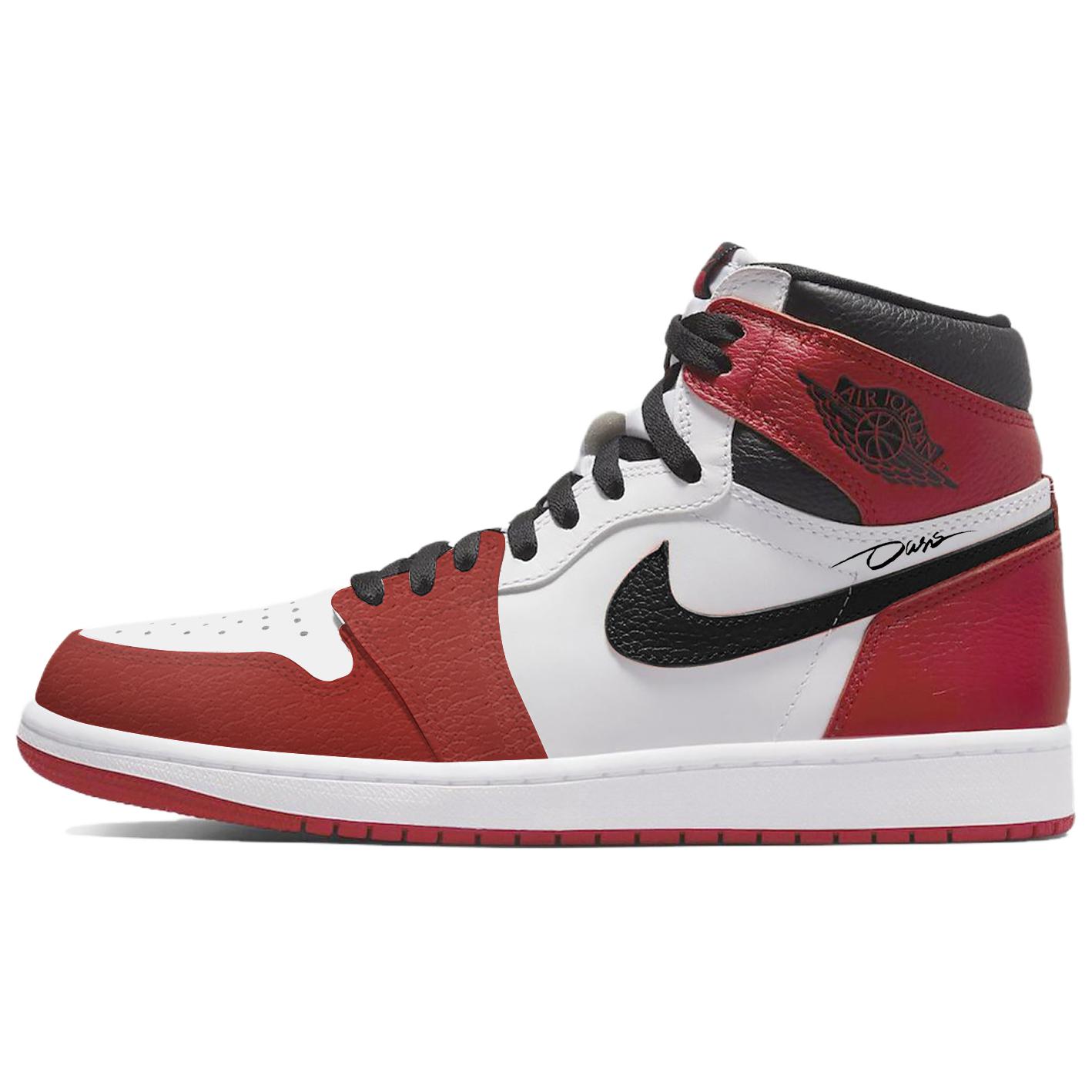 Jordan Air Jordan 1 Cushioning, Wear Resistant High top Vintage Basketball Shoes Unisex Black White Red