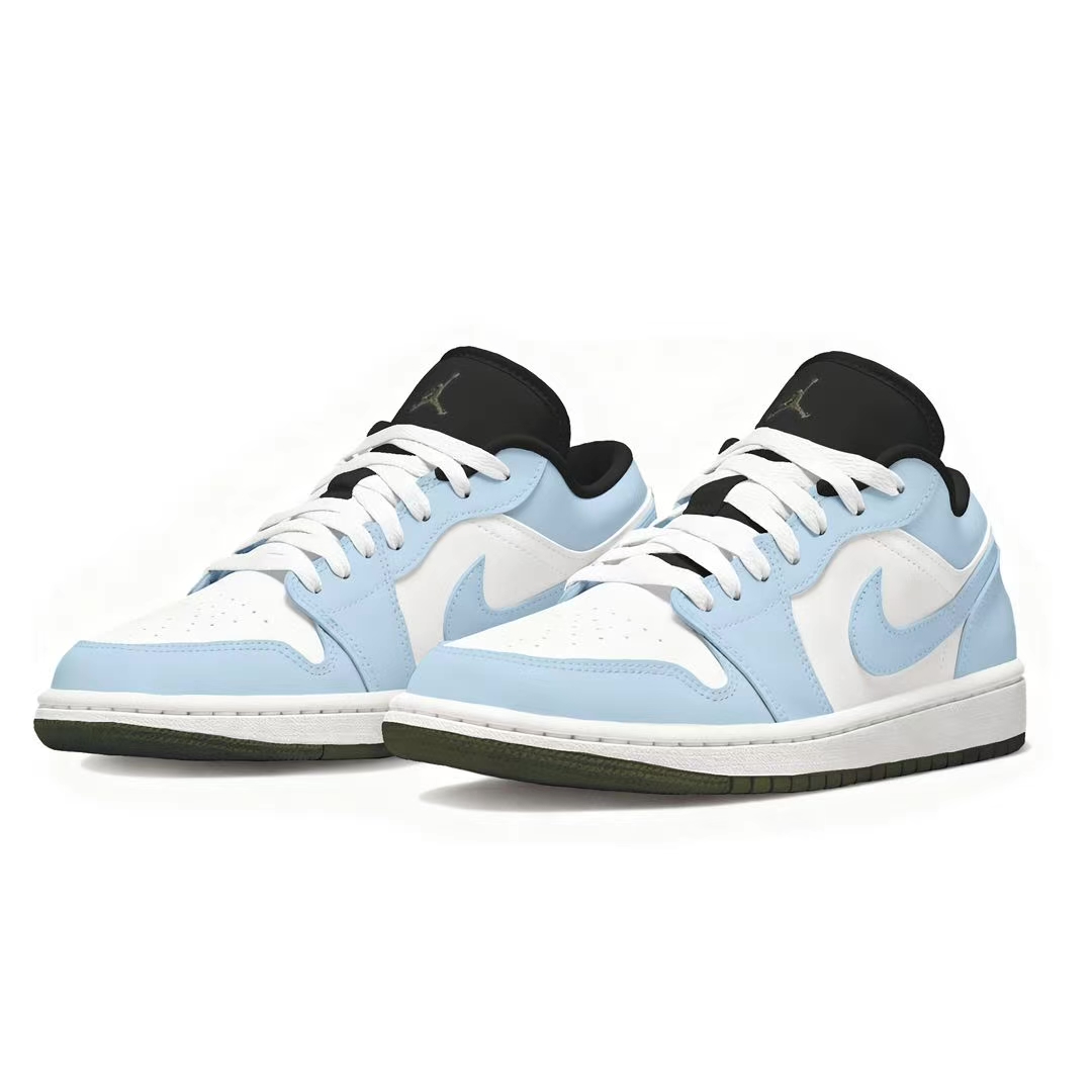 Jordan Air Jordan 1 Maris Sal Ice Cream Abrasion Resistant Low top Vintage Basketball Shoes Unisex White Blue