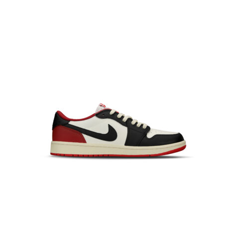 Jordan Air Jordan 1 Slip Resistant Abrasion Resistant Low top Vintage Basketball Shoes Unisex Black Red Rice