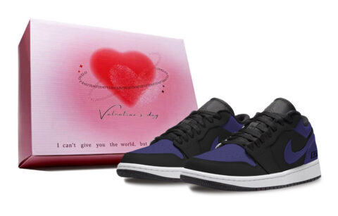 Jordan Air Jordan 1 Gift Box Abrasion Resistant Low top Vintage Basketball Shoes Unisex Black Purple