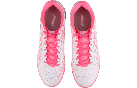 Li Ning TF Turf Artificial Turf Synthetic Leather Cushioning Slip Resistant Abrasion Resistant Soccer Shoes Men’s Pink