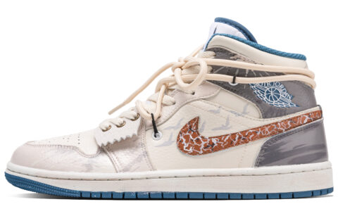Jordan Air Jordan 1 MID Okra Leather Slip Resistant Abrasion Resistant Slip Resistant Abrasion Resistant Mid top