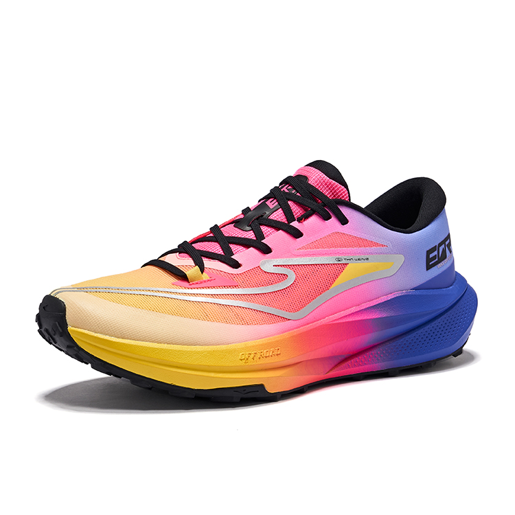 Erke Mugen PRO Running Shoes Men’s Low Top Jasmine Yellow/Fluorescent Rose Pink/Electric Blue Purple
