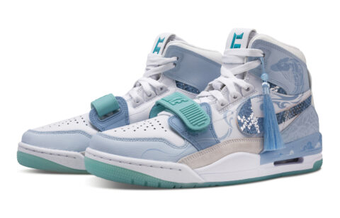 Jordan Legacy 312 Blue Dragon Abrasion Resistant Abrasion Resistant High top Vintage Basketball Shoes Men’s Blue White