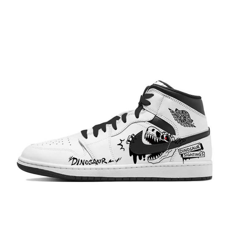 Jordan Air Jordan 1 Slip Resistant Mid top Vintage Basketball Shoes Men’s White Black