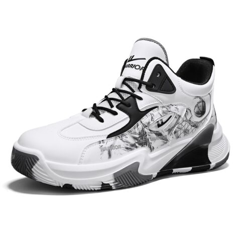 Warrior Slip Resistant, Abrasion Resistant, Height Increasing Low top Basketball Shoes Men’s White Black Gray