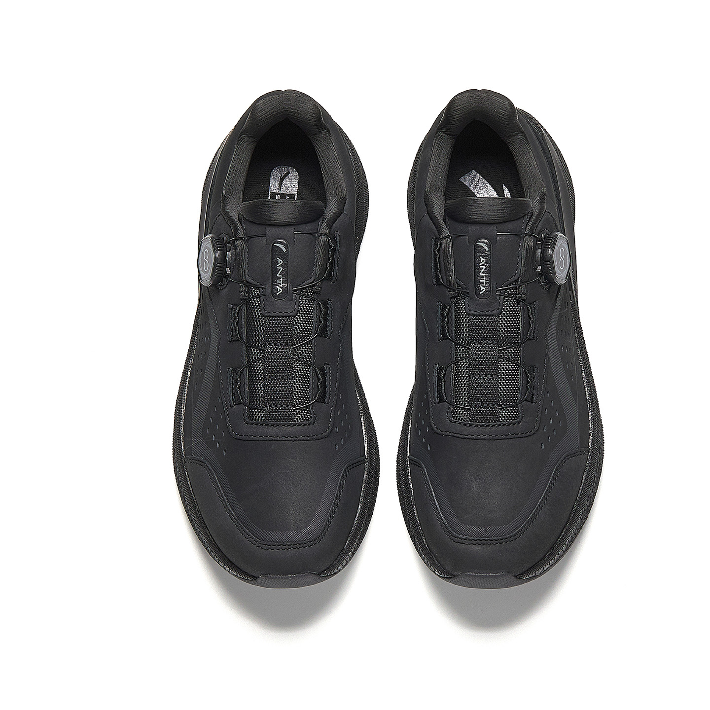 Anta Genuine Leather Knob Buckle Training Shoes Men’s Basic Black