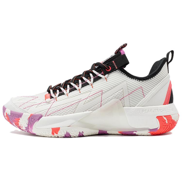PEAK Slip Resistant Abrasion Resistant Cushioning Low top Basketball Shoes Men’s White Purple