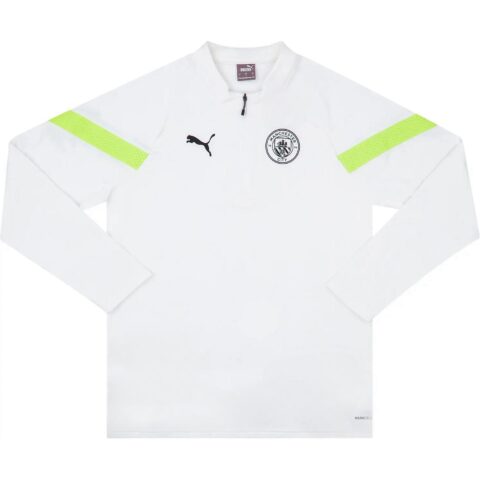 PUMA 2022 23 Manchester City 1/4 Zip Training Fleece Soccer Jersey Unisex White