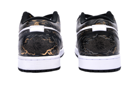Jordan Air Jordan 1 Low top Vintage Basketball Shoes Unisex Black Gold