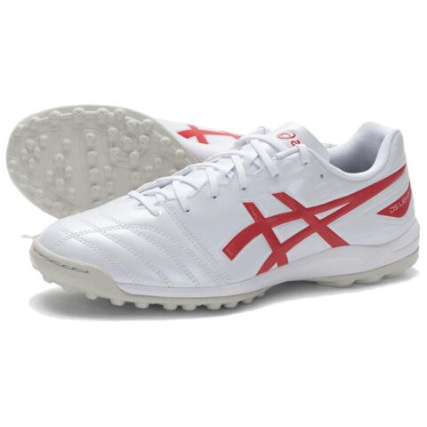 ASICS TF Turf Artificial Turf Abrasion Resistant Soccer Shoes Men’s White Red