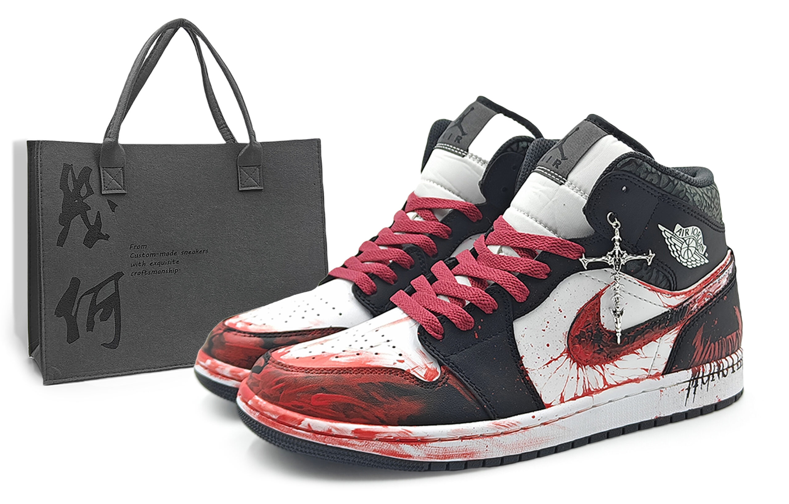 Jordan Air Jordan 1 Mid SE ‘Panda Elephant’ Abrasion Resistant Mid top Vintage Basketball Shoes Men’s Black Red