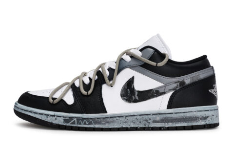 Jordan Air Jordan 1 Low top Vintage Basketball Shoes Unisex Black White Gray