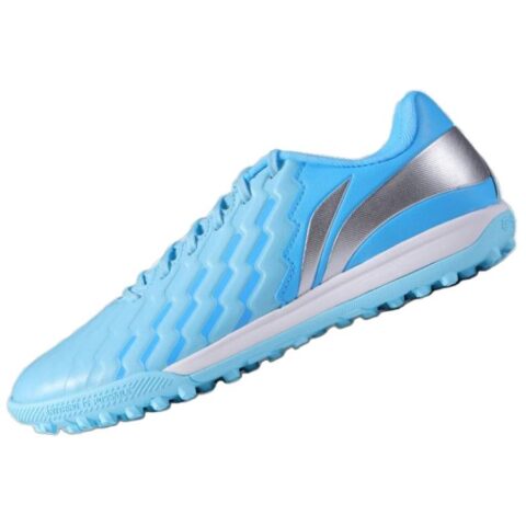 Li Ning Brocade TF Turf Artificial Turf Slip Resistant Abrasion Resistant Soccer Shoes Men’s Blue
