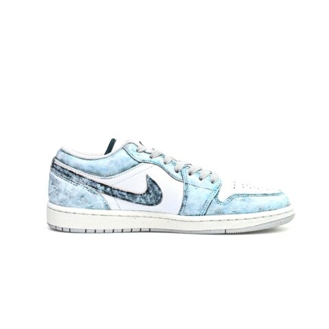 Jordan Air Jordan 1 Denim Luxury Wear resistant And Lightweight Low top Vintage Basketball Shoes Unisex Gray Blue