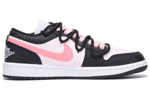 Jordan Air Jordan 1 Slip Resistant Coverage Low top Vintage Basketball Shoes Women’s Black Pink