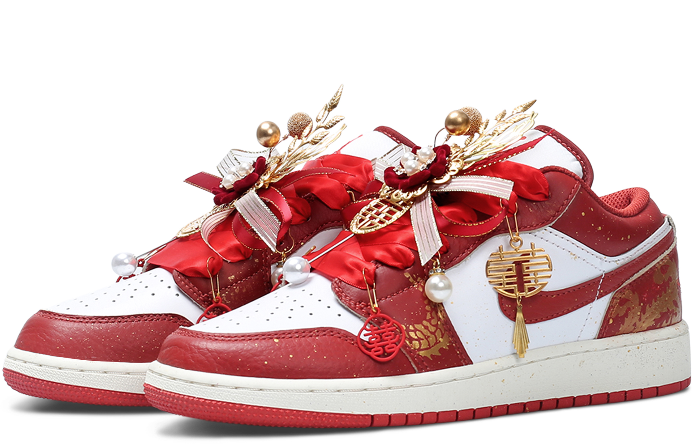 Jordan Air Jordan 1 Low top Vintage Basketball Shoes Unisex Wedding Red