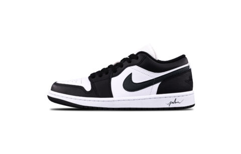 Jordan Air Jordan 1 Black Panda Leather Cushioning, Wear Resistant Low top Vintage Basketball Shoes Unisex Black, White