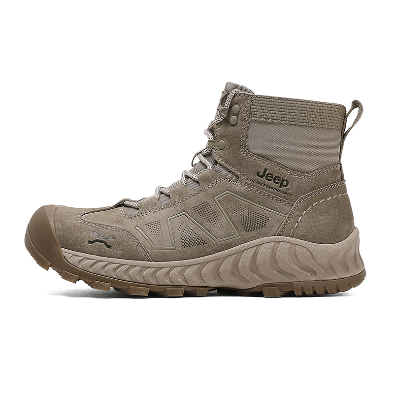 Jeep Leather, Textile High top Outdoor Boots Men’s Sand