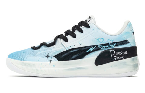 PUMA Clyde Hardwood Ghosts Cushioning Slip Resistant Abrasion Resistant Low top Basketball Shoes Unisex Blue White