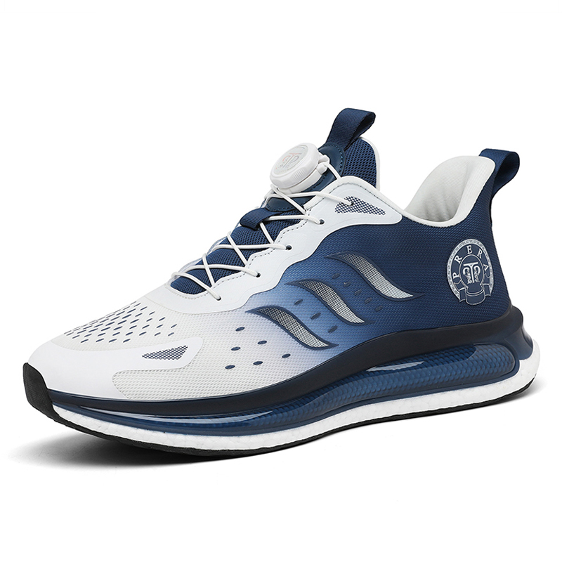 RUIKE Fabric Abrasion Resistant Lightweight Height Increasing Low top Casual Running Shoes Unisex White Blue