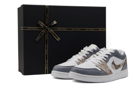 Jordan Air Jordan 1 Abrasion Resistant Low top Vintage Basketball Shoes Unisex White Gray Brown