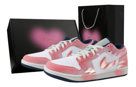 Jordan Air Jordan 1 Tail Fox, Heart Box Abrasion Resistant Low top Vintage Basketball Shoes Men’s Pink White