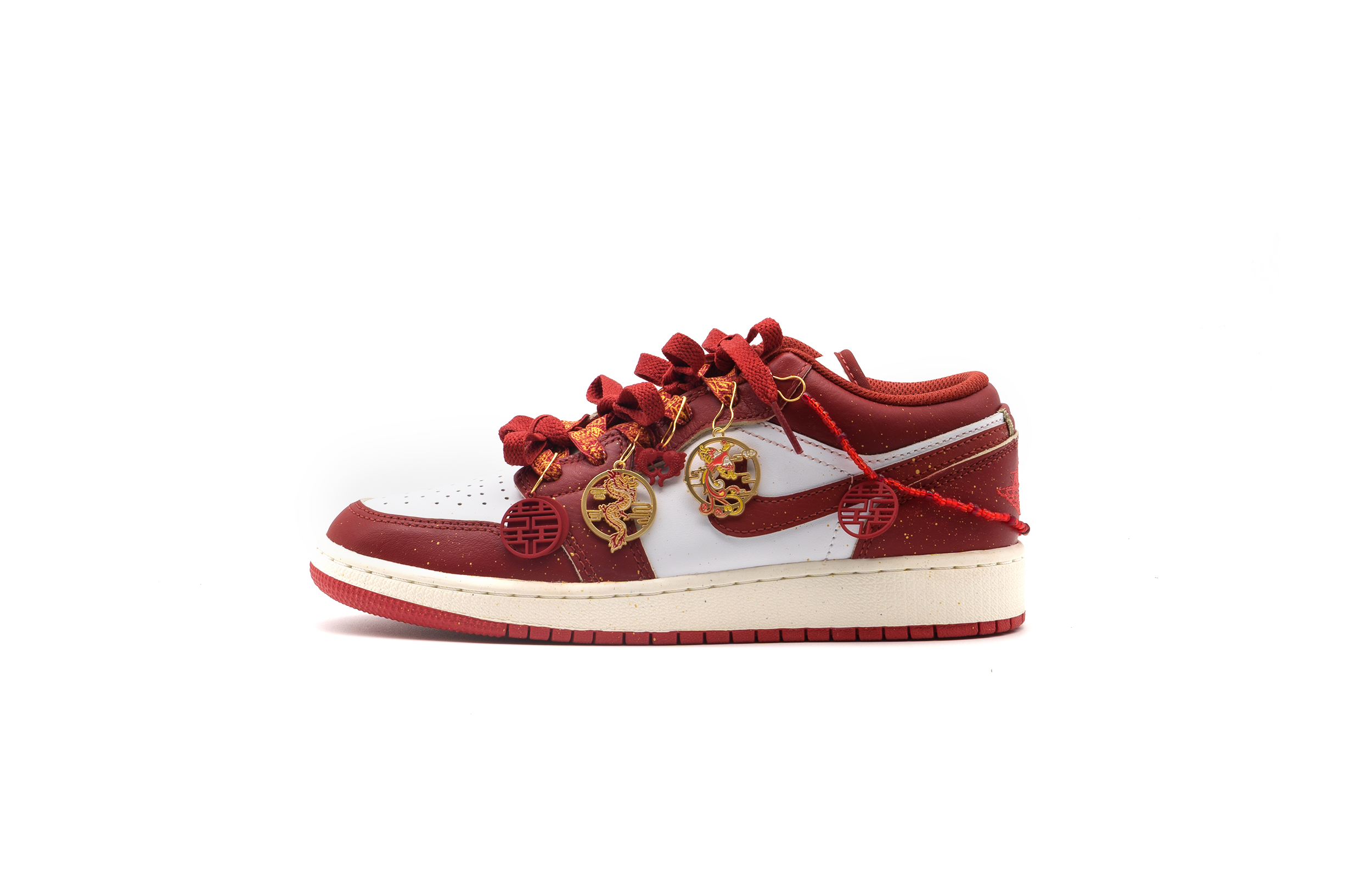 Jordan Air Jordan 1 Cushioning Slip Resistant Abrasion Resistant Low top Vintage Basketball Shoes Women’s Red