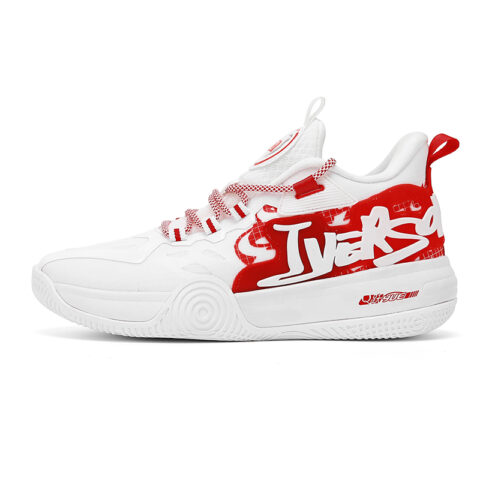 IVERSON Campaign 1 White China Red Cushioning Slip Resistant Abrasion Resistant Low top Basketball Shoes Unisex
