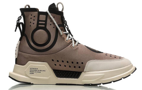 Li Ning Rekindled Cushioning Slip Resistant Abrasion Resistant High top Vintage Basketball Shoes Men’s Brown