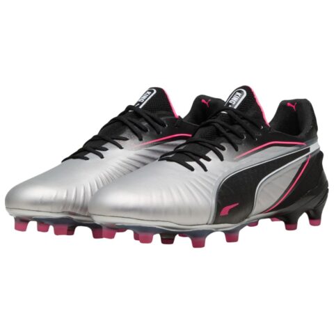 PUMA King Ultimate Abrasion Resistant Soccer Shoes Unisex Silver Black