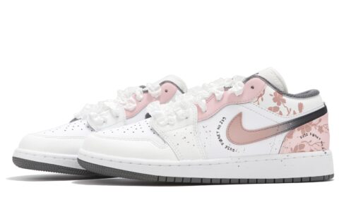Jordan Air Jordan 1 Abrasion Resistant Low top Vintage Basketball Shoes Unisex White Pink
